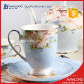 Awalong heißer Verkauf Knochen China Abendessen mit Blumen-Design Keramik-Kaffee gesetzt für Geschenk